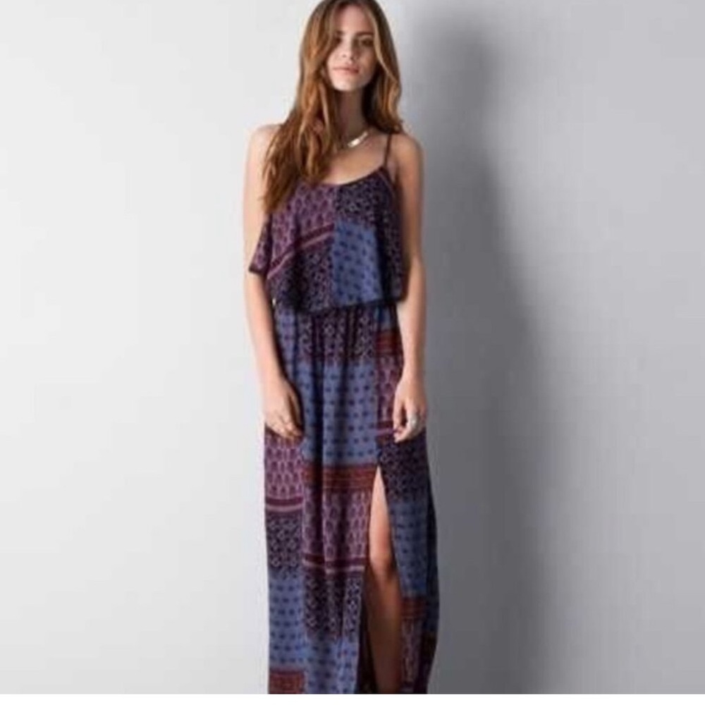 American Eagle Boho Floral Print Maxi Dress